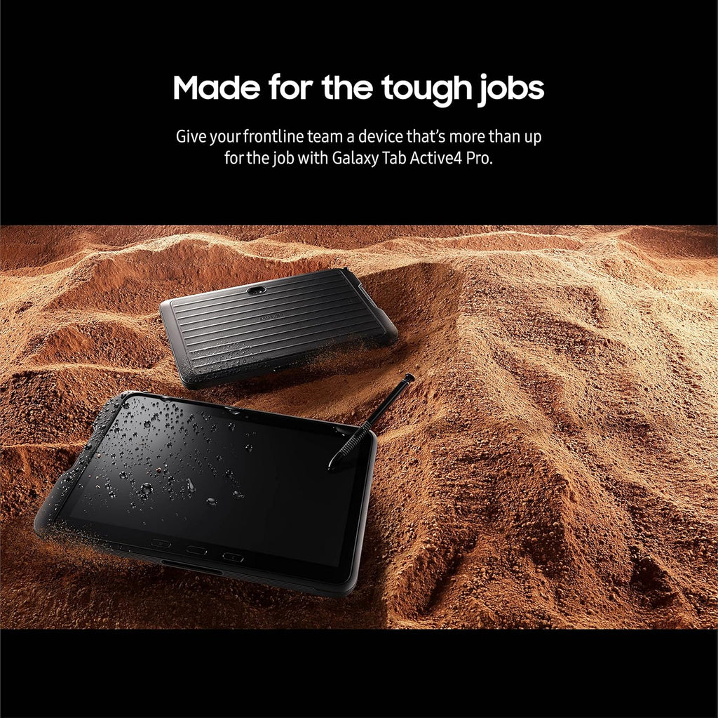 Samsung Galaxy Tab Active4 Pro 10.1” 64GB Wi-Fi Android Work Tablet  LTE Unlocked  4GB RAM  Rugged Design  Sensitive Touchscreen  Long-Battery Life-for Workers  SM-T630NZKAN20  Black