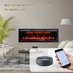 72 Inch WiFi Electric Fireplace Heater, Recessed or Wall Mounted, Ultra‑Slim 5.51" Deep, 750/1500W, 12 Flame Colors & 12 Ember Bed Colors,Remote & App Control, Works with Alexa & Google Home