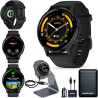 Garmin Venu 3 Running GPS Smartwatch with AMOLED Display  Advanced Health  Fitness Features  Up to 14 Day Battery Life with Signature Power Bundle | Slate with Black Silicone Band