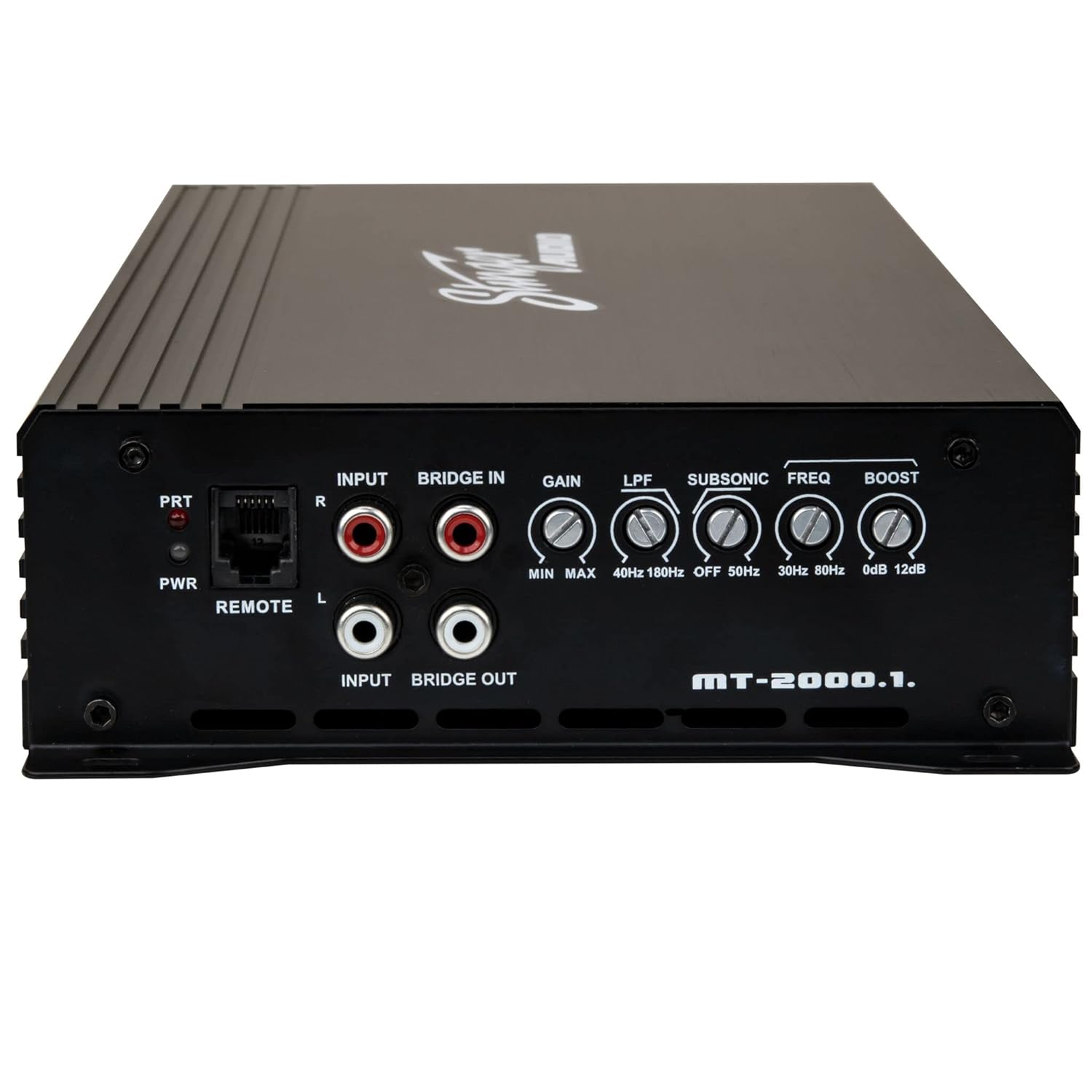 Stinger Audio MT20001 1-Channel Monoblock 2000 Watt RMS Car Audio Subwoofer Amplifier w/Remote Control Bass Knob  Class D  Hexfet Mosfet  Subsonic Filter  Low-Pass Filter  Bass Boost Q