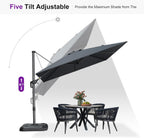 PURPLE LEAF 9 Feet Patio Umbrella Outdoor Cantilever Square Umbrella Aluminum Offset Umbrella with 360-degree Rotation for Garden Deck Pool Patio  Grey