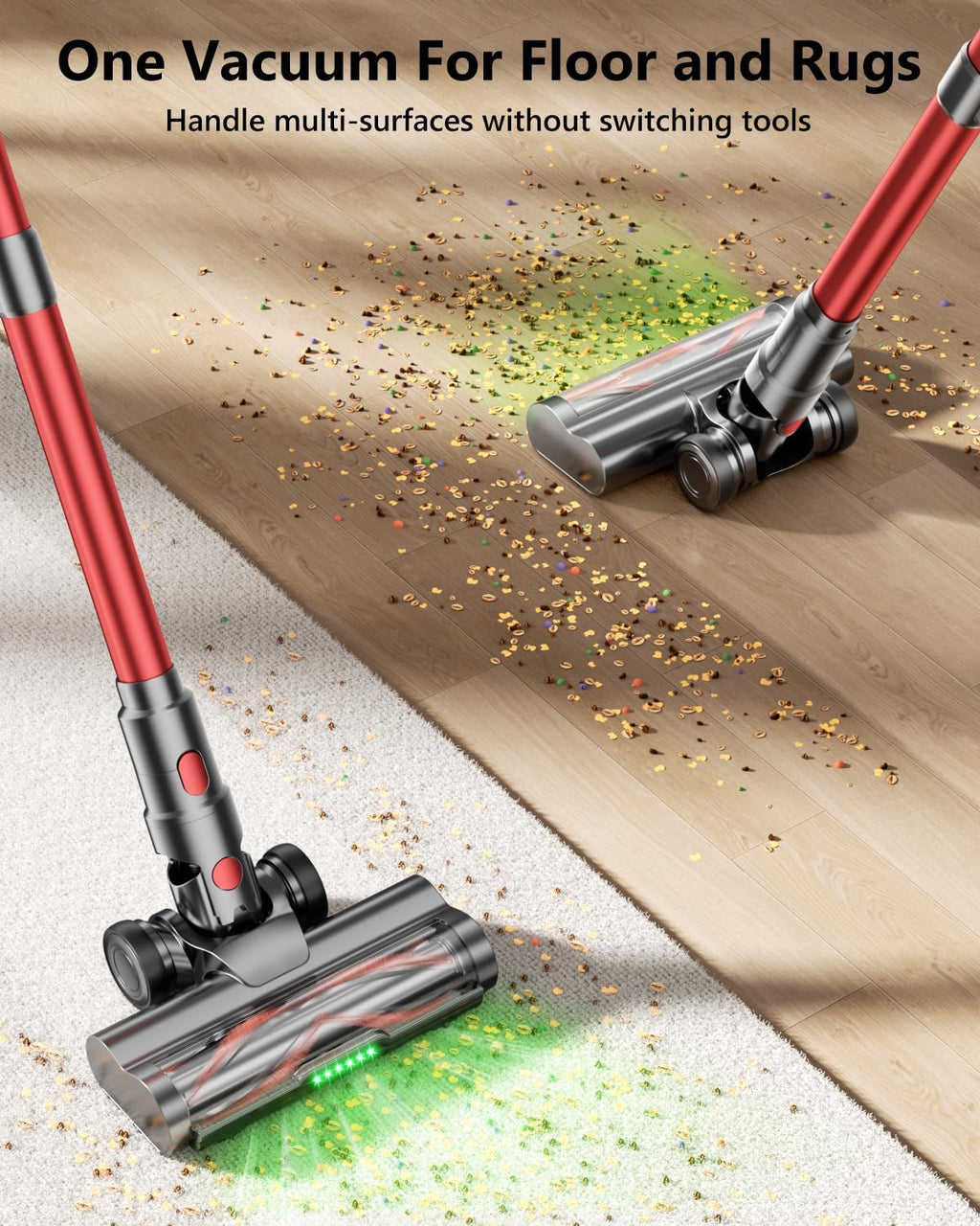 Cordless Vacuum Cleaner, 580W 50Kpa 65Mins Vacuum Cleaner for Home, Stand-Free Stick Vacuum, OLED Display, Auto Scrap Dust Tech, Lightweight, Anti-Tangle Vacuum Cordless for Woodfloor Carpet Pet Hair