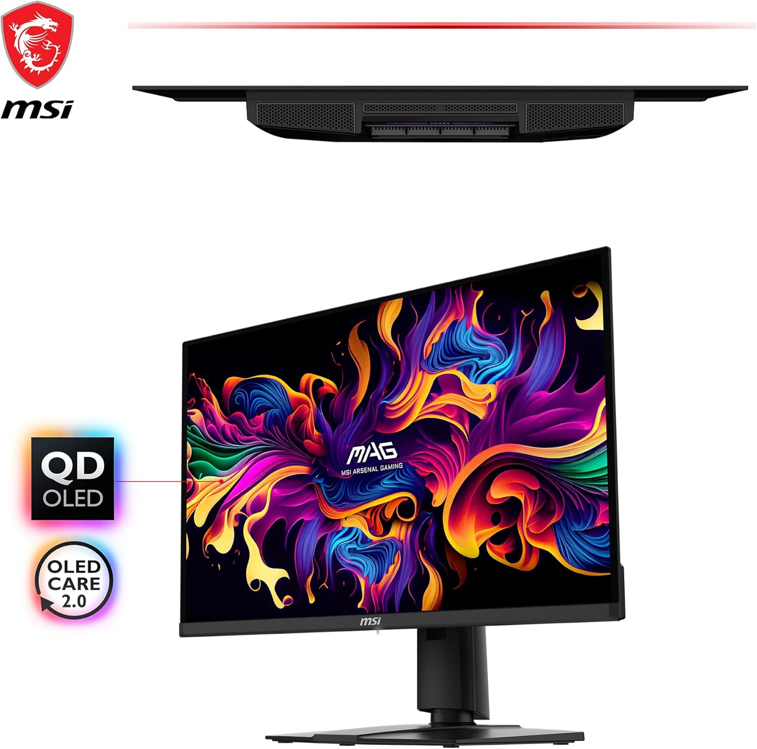 msi MAG 271QPX QD-OLED  27 OLED Gaming Monitor  2560 x 1440 (QHD)  0.03ms Response time  360Hz  True Black HDR 400  HDMI  DP Port  USB Type C  Tilt  Height  Black