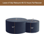 BSHOMGI Nesting Coffee Table Set of 2, Upholstered Round Corduroy Circle Foam Round Side Table for Living Room, Entryway Set, 32"+17" Footrest No Assembly (Blue, 32"+17")