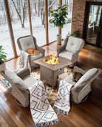 Patio Chairs Outdoor Swivel Glider - Set of 4 High Back Outside Brown Wicker Rattan Rocking Chair with Thick Cushion for Porch Apartment Deck Yard Poolside Garden - Beige