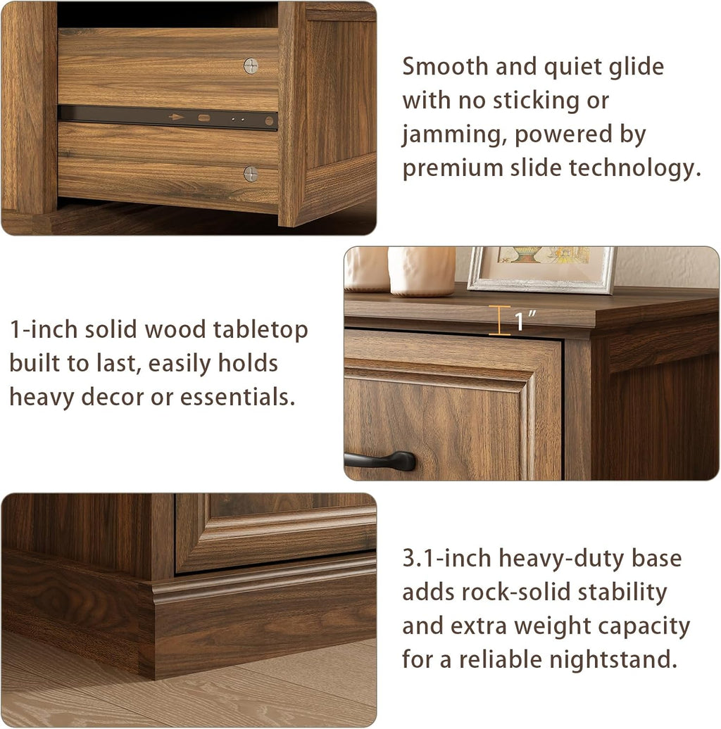 Farmhouse 7 Drawer Dresser for Bedroom, 55 Inch Wide Modern Walnut Dresser TV Stand with Large Drawers & Bar Handles, Rustic Wood Chest of Drawers for Bedroom, Living Room, Hallway, Entryway.
