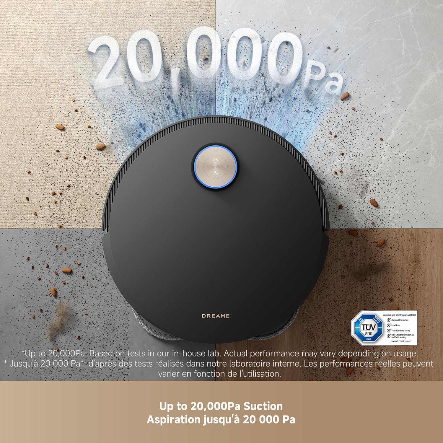 DREAME X50 Ultra Complete Robot Vacuum and Mop with Auto-Empty and Mop Self-Cleaning, 20,000Pa Suction, Obstacle Avoidance and 360° Navigation, Corner to Edge Deep Cleaning, Detangling Brush (Black)