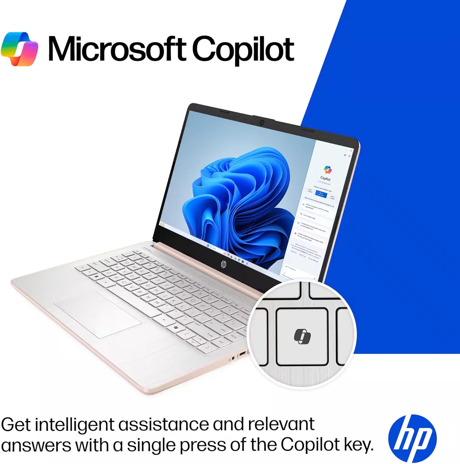HP 14" Laptop Thin and Light for 2026 Student Business with Office Suite  Copilot AI  Intel CPU Up to 2.8GHz  16GB RAM  628GB Storage (128GB SSD+500GB Ext)  WiFi 6  Win 11 Pro  MarxsolAddon  Rosegold