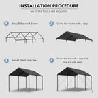 10x20ft Heavy Duty Carport Canopy, Portable Outdoor Garage Shelter, Waterproof UV Protected All Season Car Tent for Auto, Truck, SUV, Boat, Grey