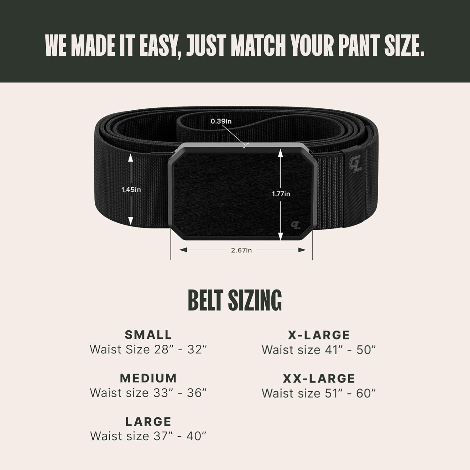 Groove Life Groove Belt OG - Men's Work Belt - Stretch Nylon, Magnetic Buckle, Adjustable, Comfortable, Tactical, EDC