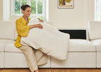 HONBAY Sectional Couch with Storage Seats, Modular Sectional Sofa with Storage Ottoman, U Shaped Sectional Couches for Living Room, Light Beige