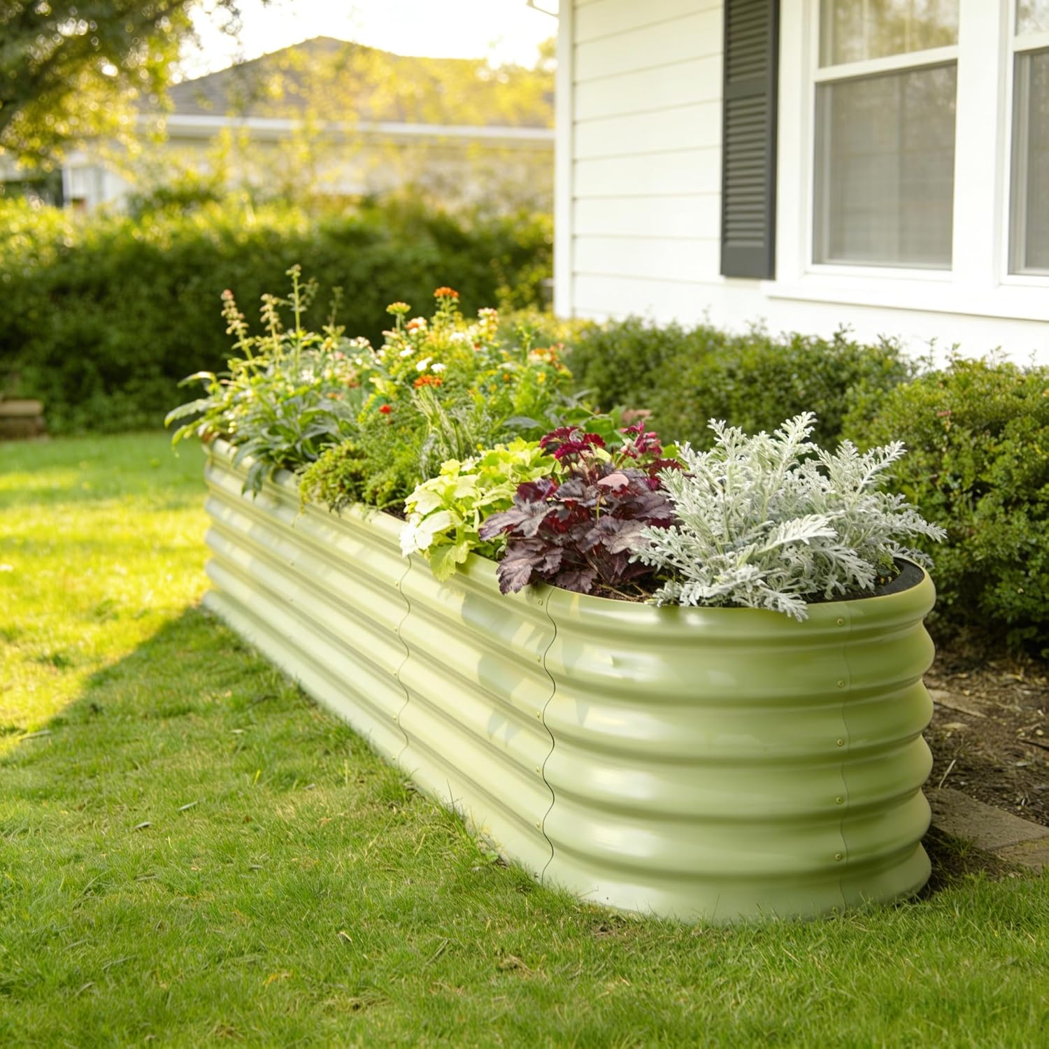 2-Pack Galvanized Raised Garden Bed 6x2x1.5 ft  17" Tall Metal Planter Boxes Outdoor for Vegetable  Above Ground Raised Bed Kit for Gardening  Durable Zn-Al-Mg Coated Flower Bed - Moss Green