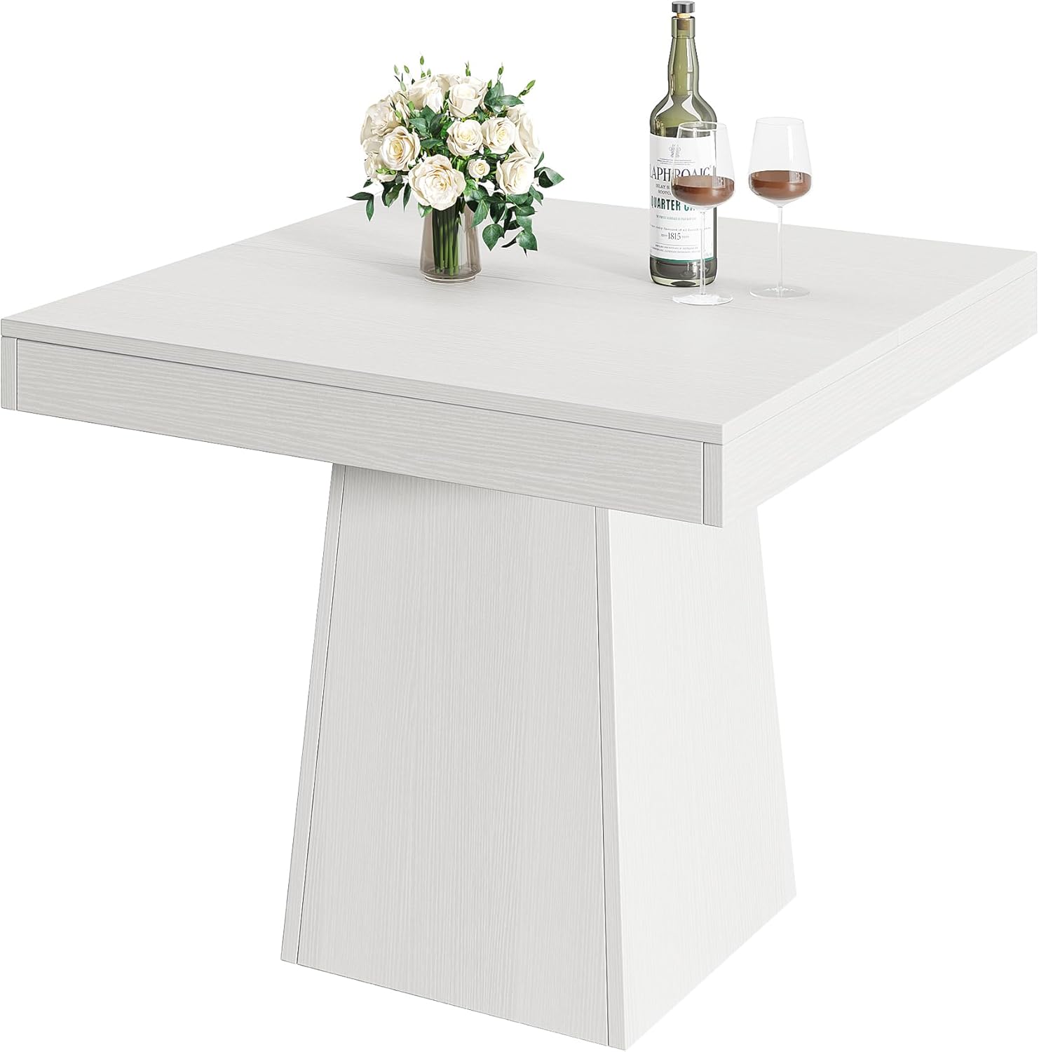Tribesigns Square Dining Table for 4, 31.5-Inch Small Kitchen Table with Sturdy Pedestal Base, Farmhouse Dinner Table for Dining Room, Living Room, Kitchen, White
