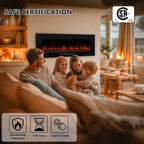 72" Electric Fireplace, Recessed & Wall Mounted Fireplace Heater 13 * 13 Colors Flame &Fuel Bed w/5 Dimmer, Touchscreen &Remote Control Temp, Overheating Protect, Hardwired, 1500W, Black