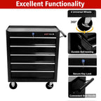 RYH 5Drawers Rolling Tool Chest & Tool Box on Wheels | Heavy Duty Metal Cart with Ball Bearing Drawers | Fits US General Tool Box for Garage Storage (Black, 5 Drawers（29.9" H × 24.2" W × 12.9" D)