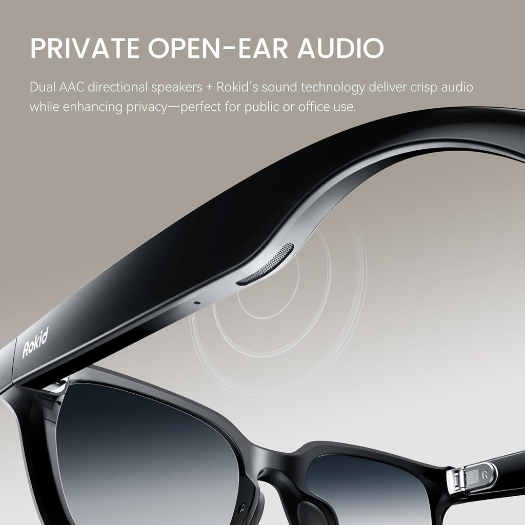 Rokid 2026 AI Glasses Style smart glasses with Gemini3 flash  real-time translation 12MP camera  open-ear audio  voice-controlled assistant  Hands-Free Calls  Productivity for Travel  Work(no display)