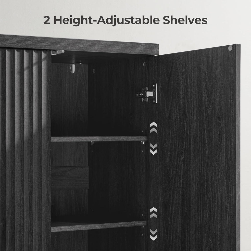 SICOTAS Buffet Cabinet with Storage Accent Sideboard Modern Credenza with Doors & Shelves Fluted Media Console Mid Century Coffee Bar Table for Living Room Kitchen Dining Room Hallway(3PCS)