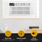 Whirlpool 18,000 BTU Window Air Conditioner with Dehumidifier, 230V, Window AC for Large Rooms up to 1000 Sq. Ft., Bedroom, Living Room, Apartment, with Remote, 3 Speeds, and 24H Timer, White