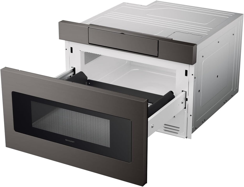 SHARP SMD2470AH Microwave Drawer Oven, 24-inch, 1.2 Cubic Feet, 950 Watt, Concealed Control Panel with Digital LCD Display, Black Stainless Steel
