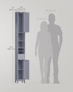 VASAGLE Tall Bathroom Cabinet, Slim Freestanding Bathroom Storage Cabinet with Adjustable Shelves, Drawer, Open Compartments, for Small Spaces, Modern, Dove Gray UBBC765G02