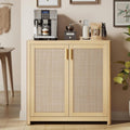 VASAGLE ELLAN Collection - Boho Buffet Cabinet with Rattan-Look Doors, Sideboard Storage Cabinet, Rounded Corners, Adjustable Shelf, for Kitchen, Oak Beige UBBK345YC01