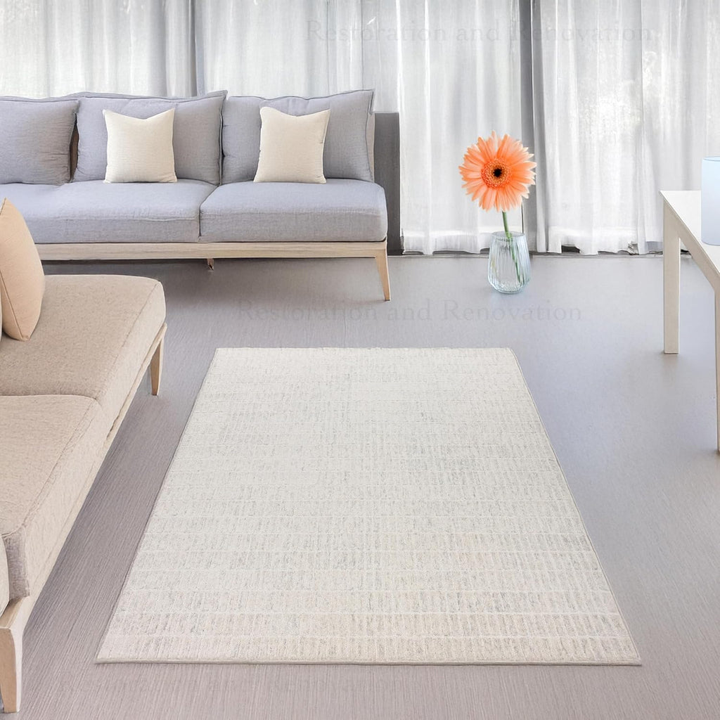 Hand-Tufted 100% Wool Area Rug – Unique Modern Geometric Grid Pattern, Soft Plush Textured Carpet for Living Room, Bedroom, Dining Room & Entryway (Grey, 8' x 10')