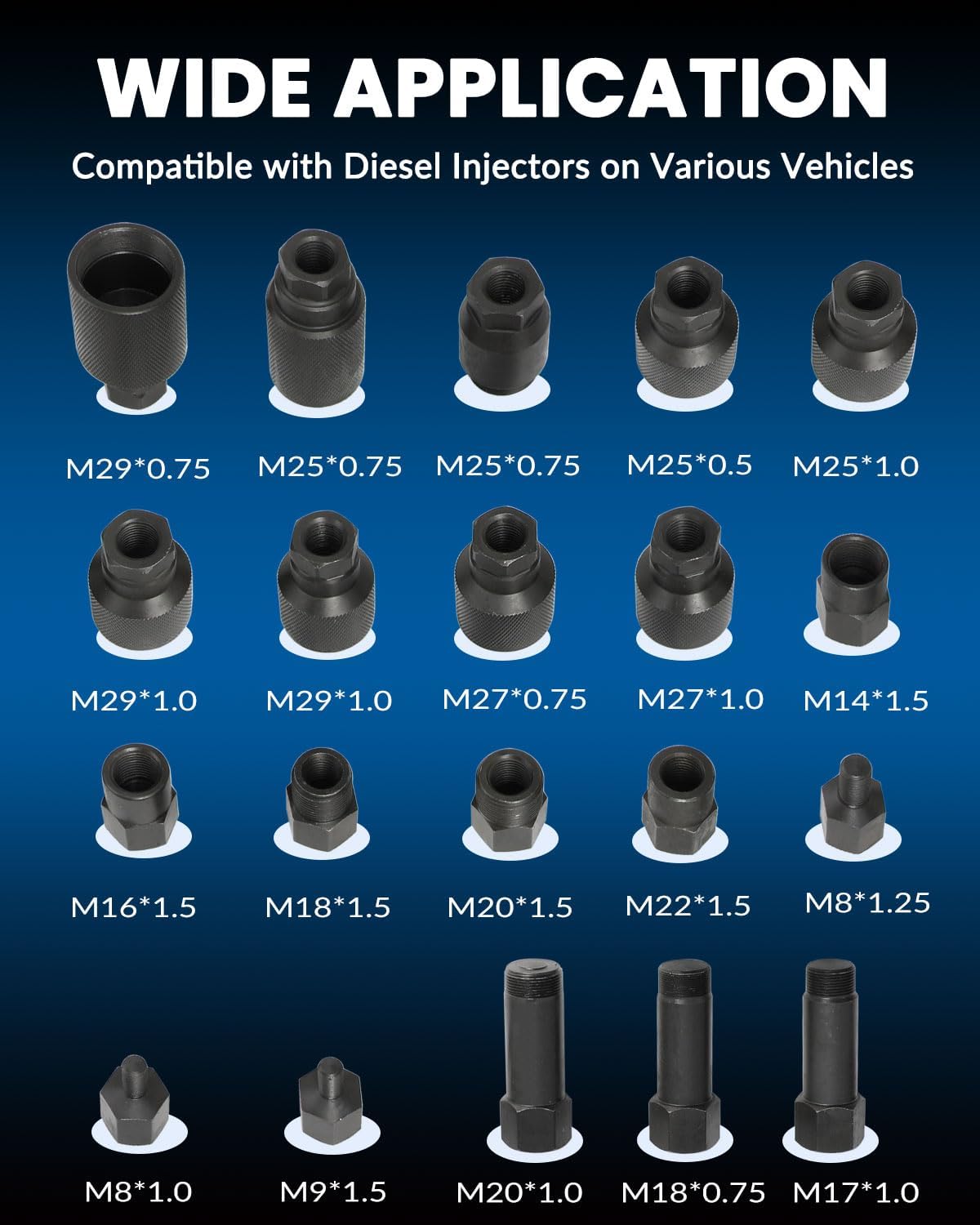 Universal Pneumatic Diesel Fuel Injector Puller Tool Kit Injector Remover Extractor with Impact Air Tool compatible with Benz for Bosch for Siemens etc Diesel Engine