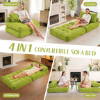HABUTWAY Folding Sofa Bed, Convertible Sleeper Chair Bed w/Dual-Pillow & Handle, Foldable Floor Sofa Lounge w/Back Support for Living Room, Bedroom, Apartment, Office, Single, Green