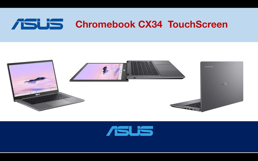 ASUS Chromebook Plus CX34 14.0" Touchscreen FHD Display (Intel i3-1215U  Intel UHD  8GB LPDDR5  128GB SSD  Backlit KB  WiFi 6  Webcam  Bluetooth 5.4  Chrome OS) (Renewed)