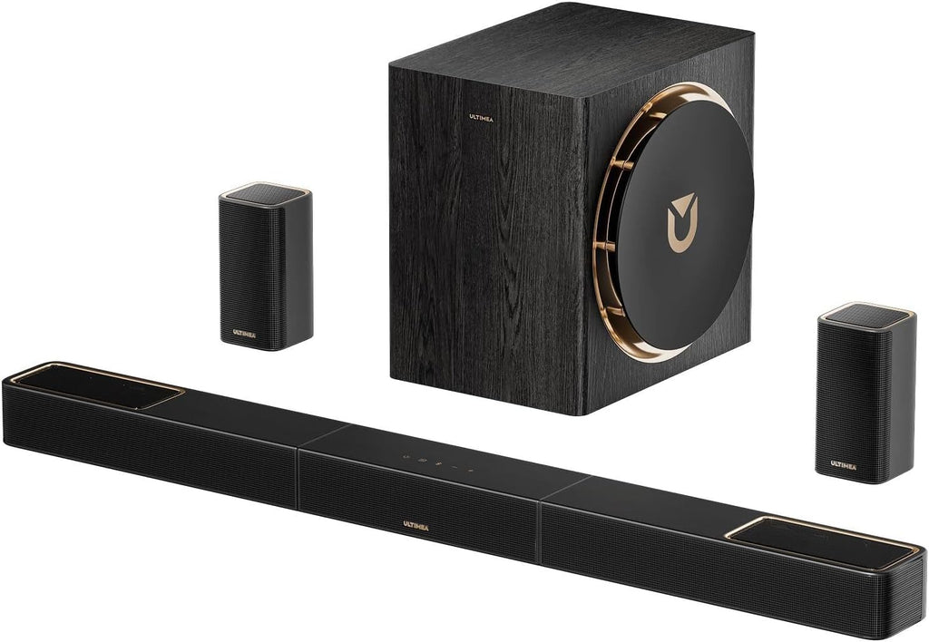 ULTIMEA Skywave X50 5.1.4ch Wireless Surround Sound System for TV  760W Professional Sound Bar w/Dolby Atmos  2 Wireless Surround Speakers & 8" Subwoofer  GaN Amplifier  4K HDR Pass-Through  HDMI eARC