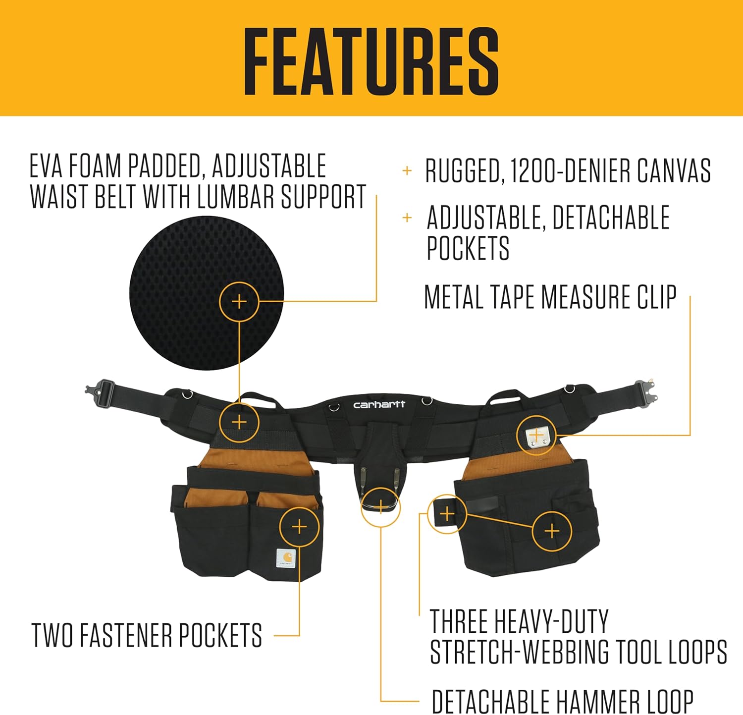 Carhartt Station Tool Belt, Durable, Adjustable Water-Resistant Belt Organizer, Adjustable Tool Belt (Carhartt Brown)