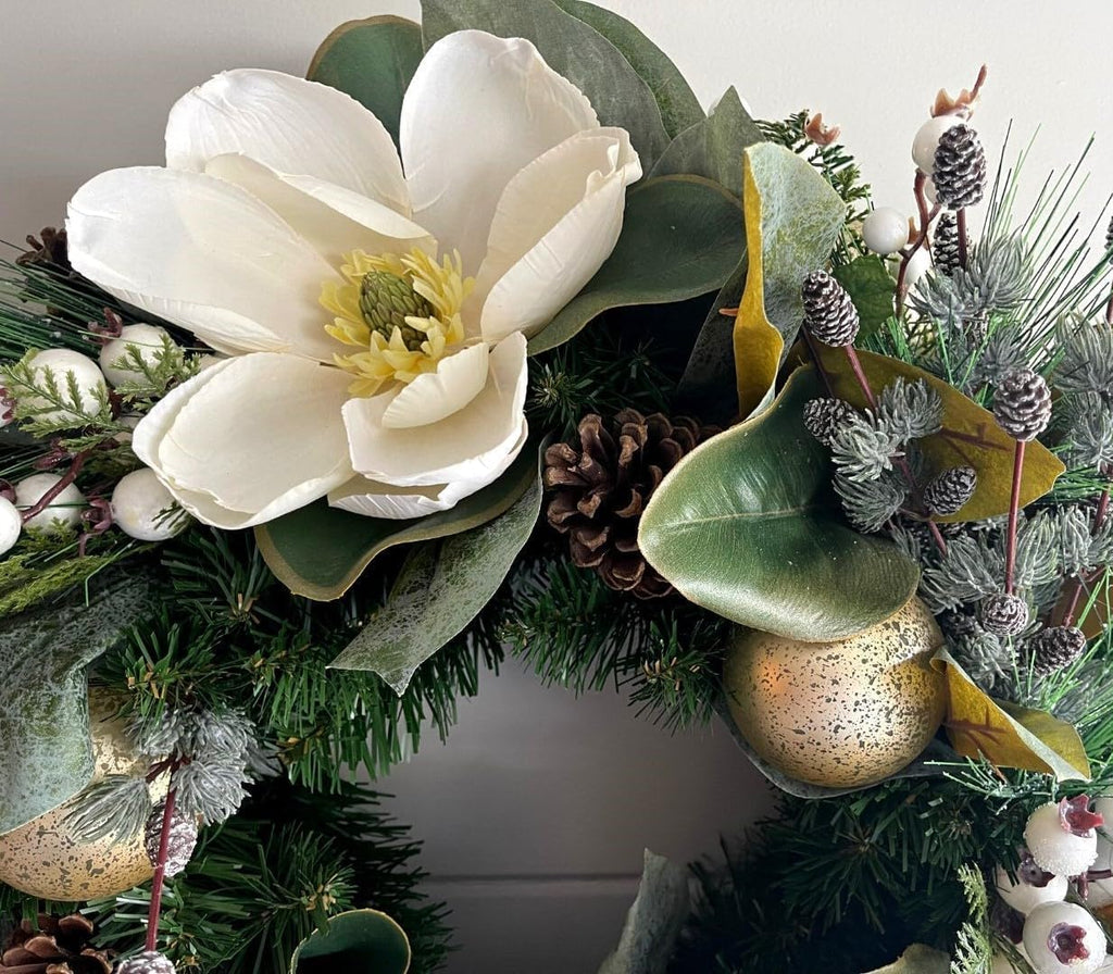 Good Tidings To You - Wreath - Holiday Florals, Large-size Faux Floral Arrangement, Premium Artificial Indoor Flower Display with Beautiful Blooms and Foliage - Artificial Plants & Flowers