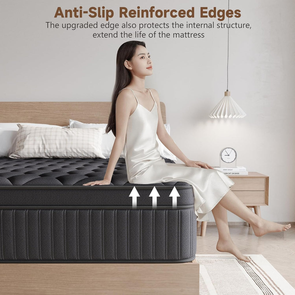 Queen Mattress, 14 Inch Queen Medium Firm Hybrid Mattress in a Box, Individual Pocket Spring for Pressure Relief & Motion Isolation, Reinforced Edge Support, CertiPUR-US Certified