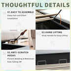 Queen Lift Up Storage Bed, Bed Frame with Storage, Corduroy Upholstered Platform Bed with Wingback Headboard, Hydraulic Support, Wooden Slats, No Box Spring Needed, Easy Assembly, Light Blue