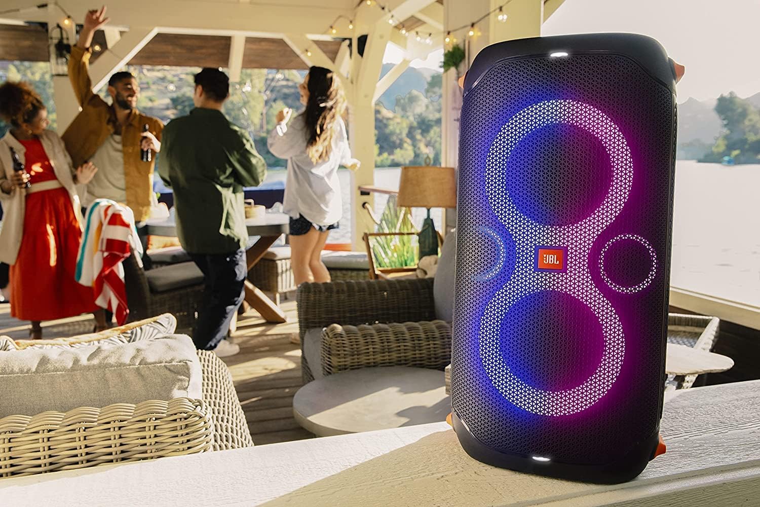JBL PartyBox 110 - Portable Party Speaker with Built-in Lights  Powerful Sound and deep bass  Black
