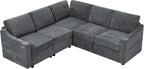 84" Chenille Modular Sofa Bed w/Adjustable Backrests, L-Shape Sleeper Sofa w/USB Ports & Storage Space, Convertible Corner Sectional Couch w/Pull Out Bed for House, Living Room, Grey