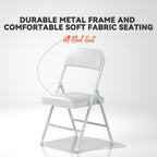 Nazhura 4 Pack Folding Chairs with Padded Cushion and Back, Khaki Metal Chairs with Comfortable Cushion and Durable Steel Frame for Home and Office, for Indoor and Outdoor Events (White, 4 Pack)