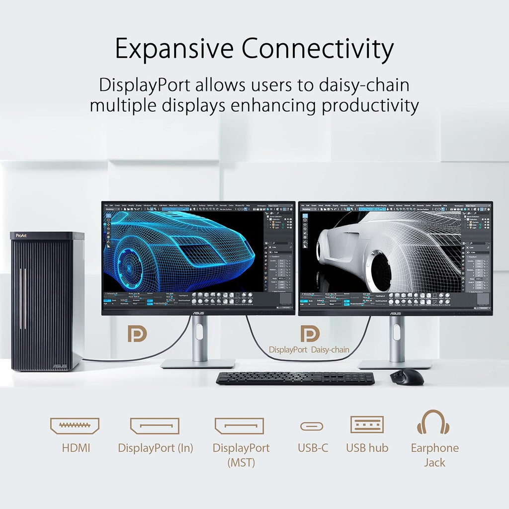 ASUS ProArt Display 27” 4K HDR Professional Monitor (PA279CRV) - IPS  UHD (3840 x 2160)  99% DCI-P3/Adobe RGB  ΔE < 2  Calman Verified  USB-C PD 96W  DisplayPort  Daisy-Chain  Ergonomic  3yr Warranty