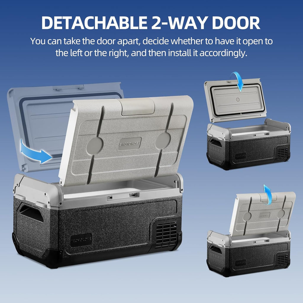 12V Car Refrigerator,21QT Portable Fridge Freezer with Blow Expansion Evaporator,-4℉~68℉ 12/24V DC & 120-240V AC Freezer Cooler for Truck RV SUV Camping Travel,Reversible Door
