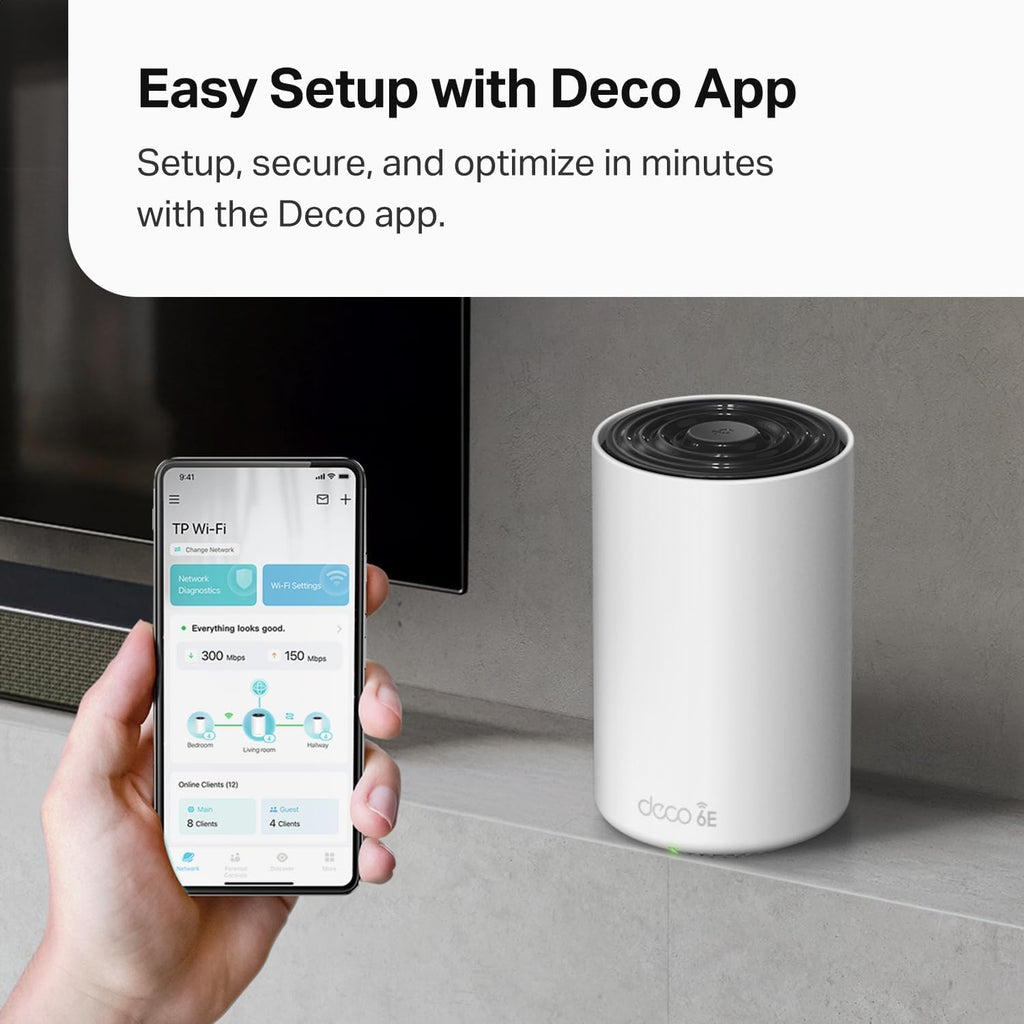 TP-Link Deco XE70 Pro AXE4900 Tri-Band WiFi 6E Mesh WiFi System - 2.5G WAN/LAN Ports  4.9 Gbps Wi-Fi 7 200 Sq. Ft Coverage  Connect up to 200 Devices  6 GHz Band  3-Pack