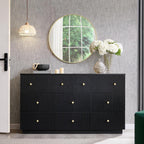 Fluted Dresser for bedroom, 55"W Black 8 Drawer Dressers, Wood Tall Dresser Storage Organizer, Modern Bedroom Chest of Drawers with Deep Storage for Closet Hallway, Entryway, Living Room Black