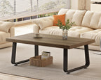HSH 47" Rustic Industrial Coffee Table - Farmhouse Modern Minimalist Center Table with Wood & Metal Legs,Cocktail Table for Living Room, Bedroom, Home Office, Rustic Oak
