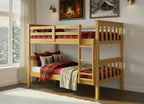 Solid Wood Twin Over Twin Bunk Bed with Ladder and Safety Rails – Durable Pine Wood Kids Bed Frame, Available in White, Grey, and Honey Finishes