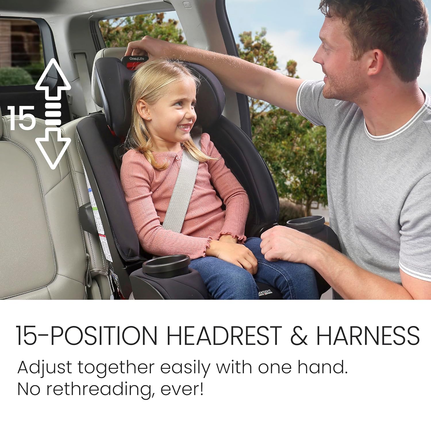 Britax One4Life All-in-One Car Seat, Up to 10 Years of Use, Rear Facing, Forward Facing, & Booster Modes, Extended Rear-Facing, ClickTight Installation & Breathable SafeWash Fabrics — Parchment