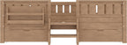 Bellemave Full Size Bed with Slats and Stairs, Full Size Platform Bed Frame with Fence, Bookshelf and Storage Drawers, Easy Assemble Beds for Kids, Girls, Boys, Natural