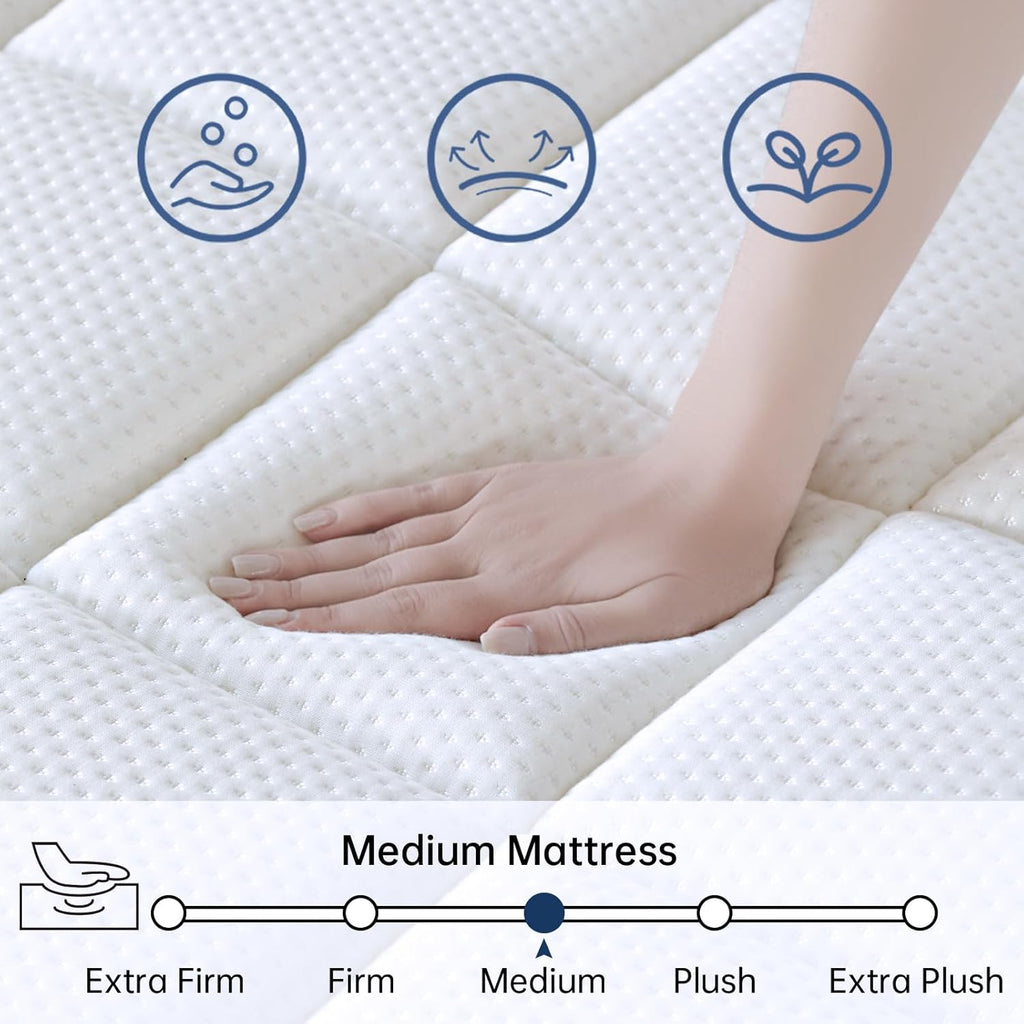 California King Mattress, 14 Inch Cal King Size Mattress in a Box, Medium Firm Pocket Spring and Gel Memory Foam for Superior Comfort, Pressure Relief, Strong Edge Support