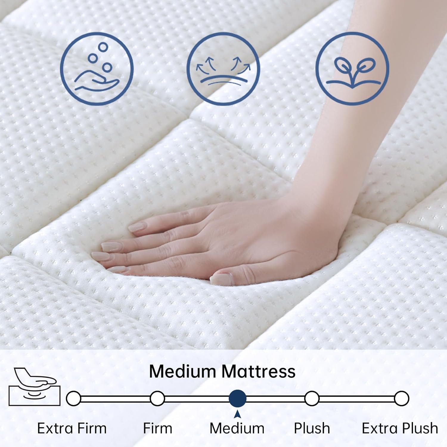 California King Mattress, 14 Inch Cal King Size Mattress in a Box, Medium Firm Pocket Spring and Gel Memory Foam for Superior Comfort, Pressure Relief, Strong Edge Support