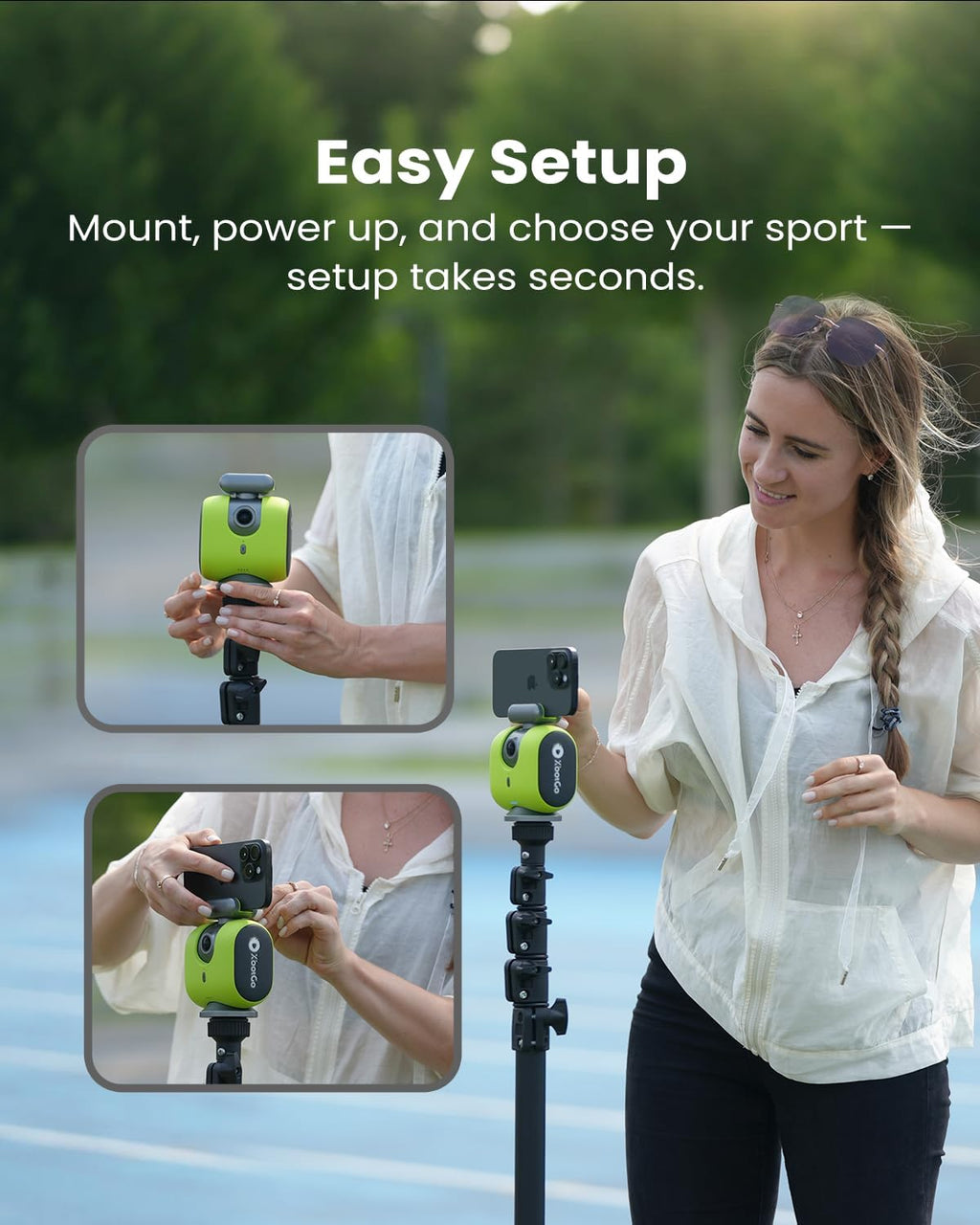XbotGo Chameleon AI Auto Sports Action Camera - 4K 60FPS Soccer Camera and Basketball Tracking Camera for Team Sports  Live Streaming  No Subscription  Works with iOS & Android (Lava Graphite)