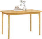 Giantex Dining Table for 4, 48" Rectangular Kitchen Table with Solid Rubber Wood Legs & Spacious Tabletop, Wooden Dinner Table for Living Dining Room, Dinette (Natural)