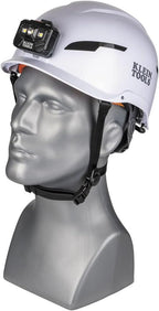 Klein Tools 60525 Safety Helmet, Type-2 Safety Helmet with Rechargeable Headlamp, Non-Vented, Class E, White